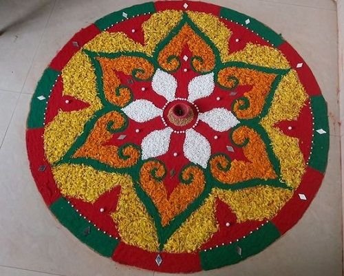 Rice Rangoli Design For Diwali